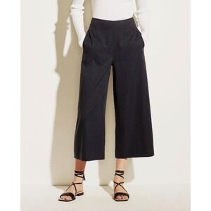 Vince Linen Blend Wide Leg Cropped Pants Womens 8 Black Chic Minimalist Luxury